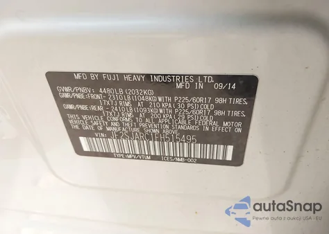 2015 Subaru Forester 2.5I Limited из США, поврежденный, VIN JF2SJARC1FH515495